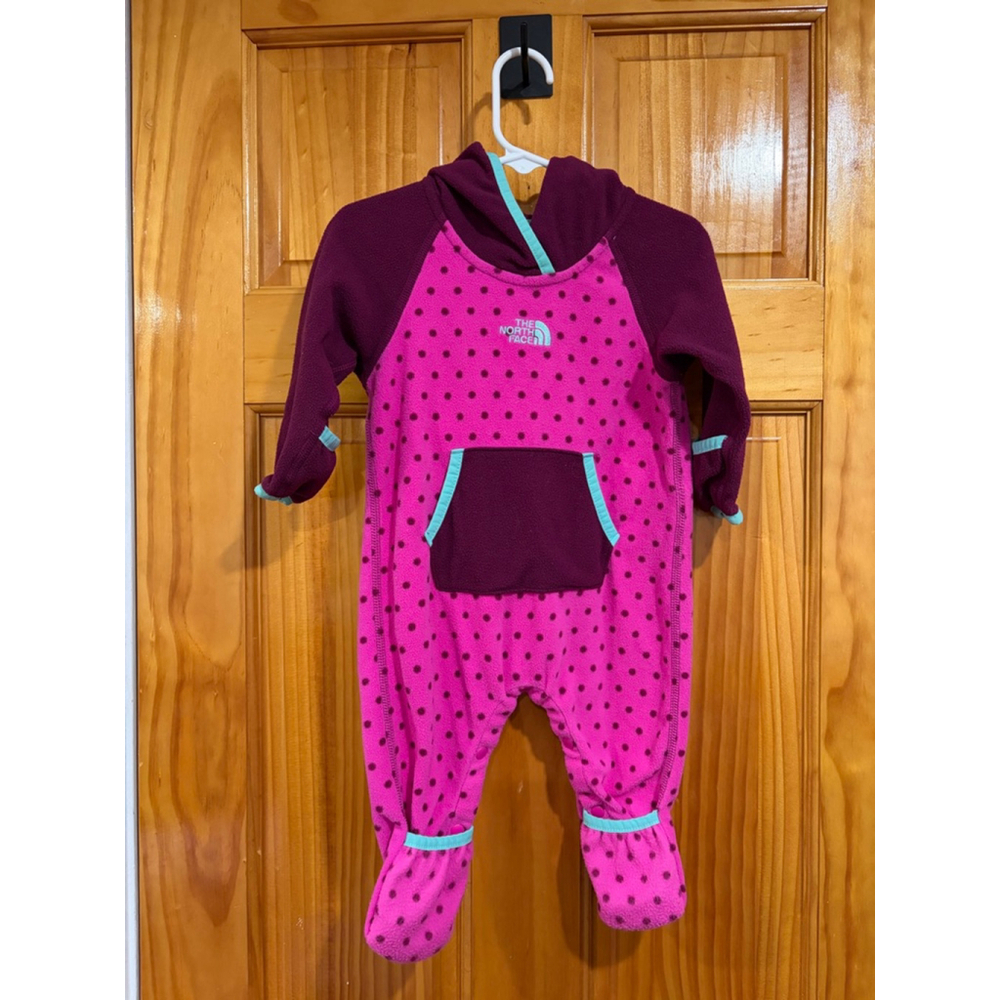 The North Face Infant Fleece Bunting Snowsuit Pink Polka Dot Hooded 3-6M